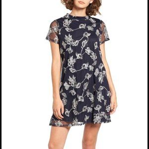 NEW Floral Embroidered Shift Dress Navy